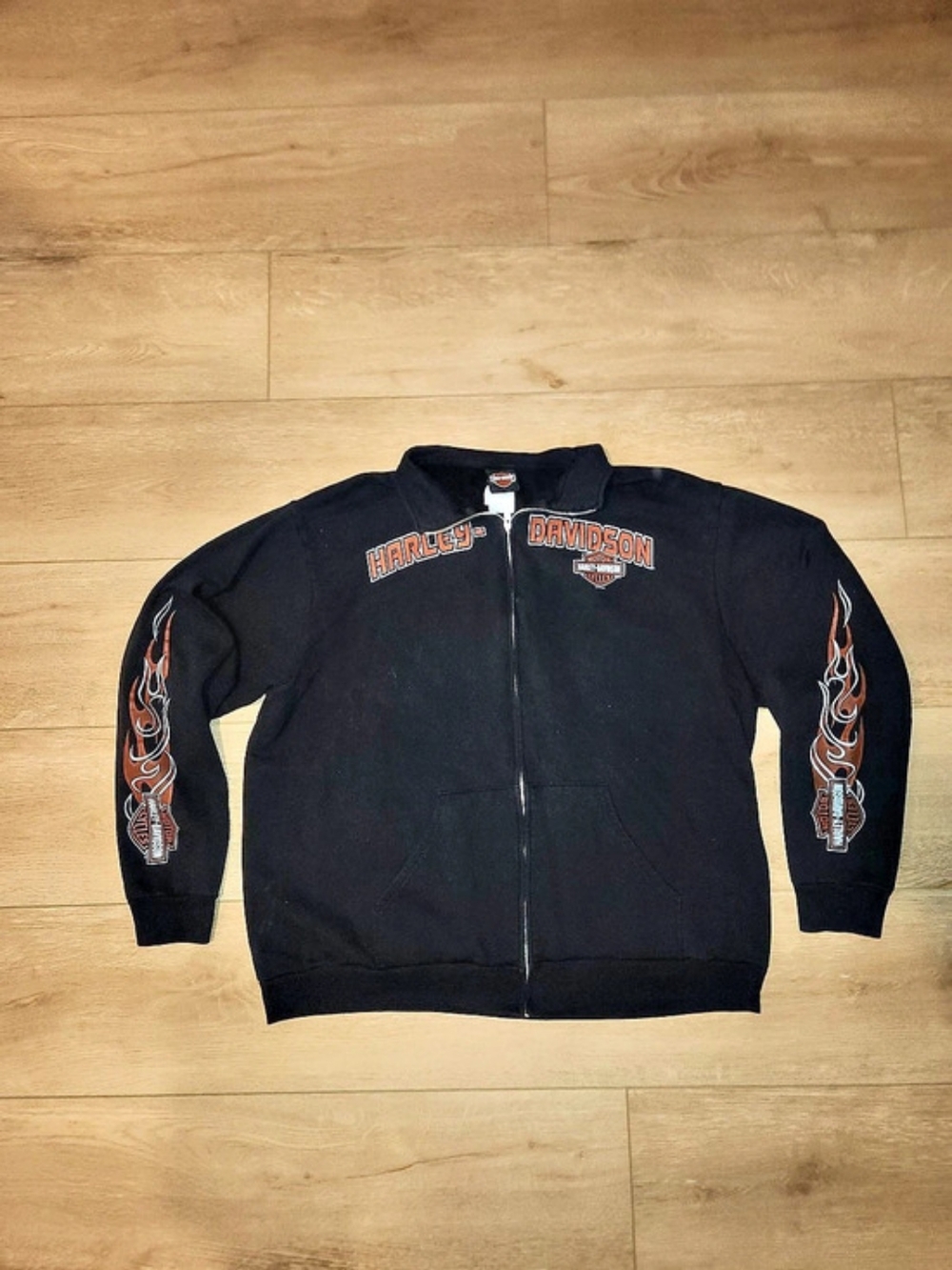 Vintage Y2K Harley Davidson Black Flame Quarter Zip Men's Size Xtra Large Good C